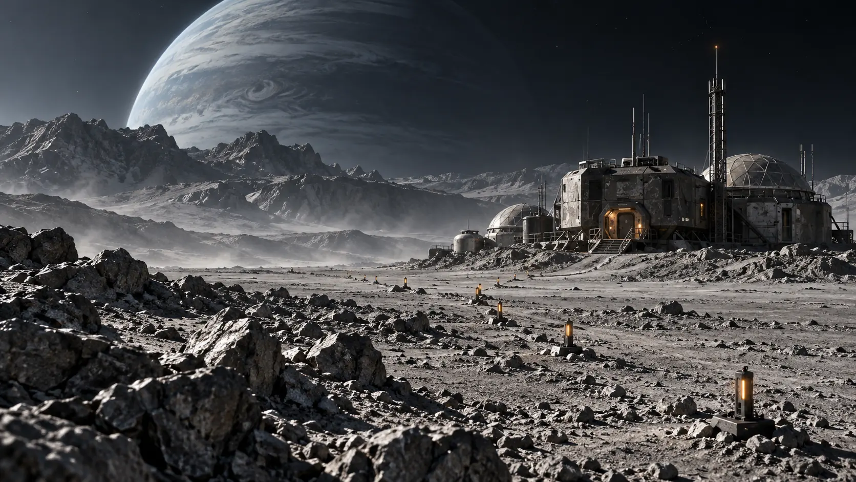 A remote research outpost sits beneath a pale moon on the far side of Ilyr.