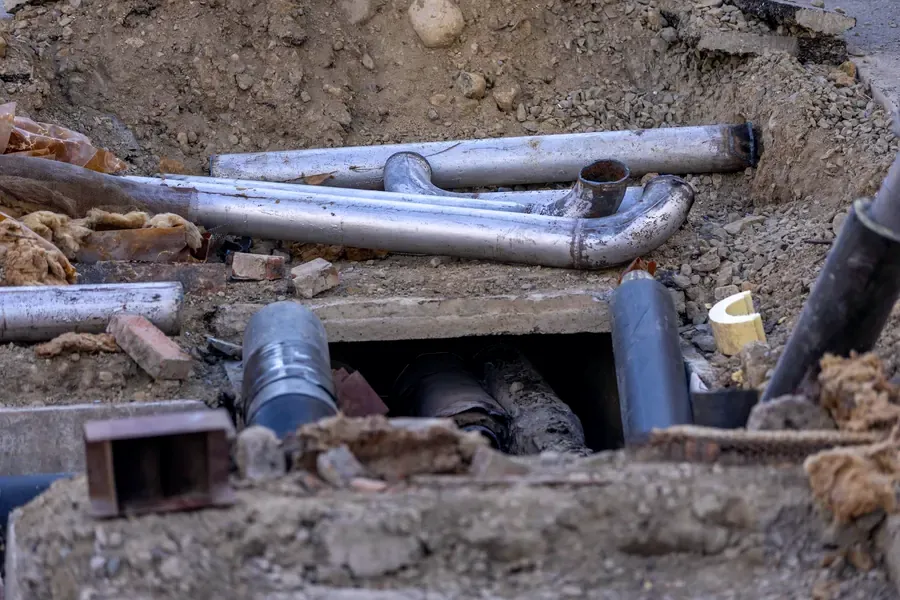 Pipework installation at a construction site